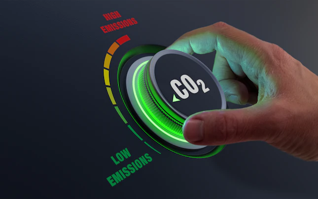 Lower CO2 Emissions and Reduce Carbon Footprint Concept