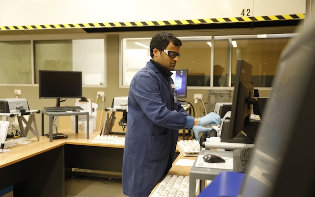 Scientist working in lab