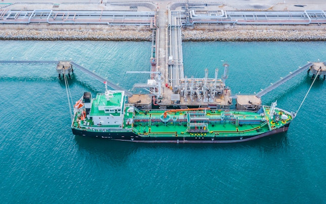 Ship Docked on Gasoline Port