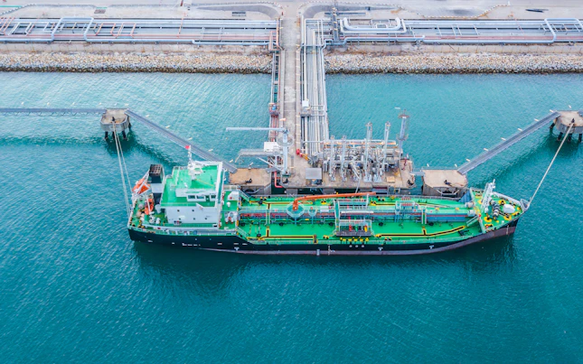 Ship Docked on Gasoline Port