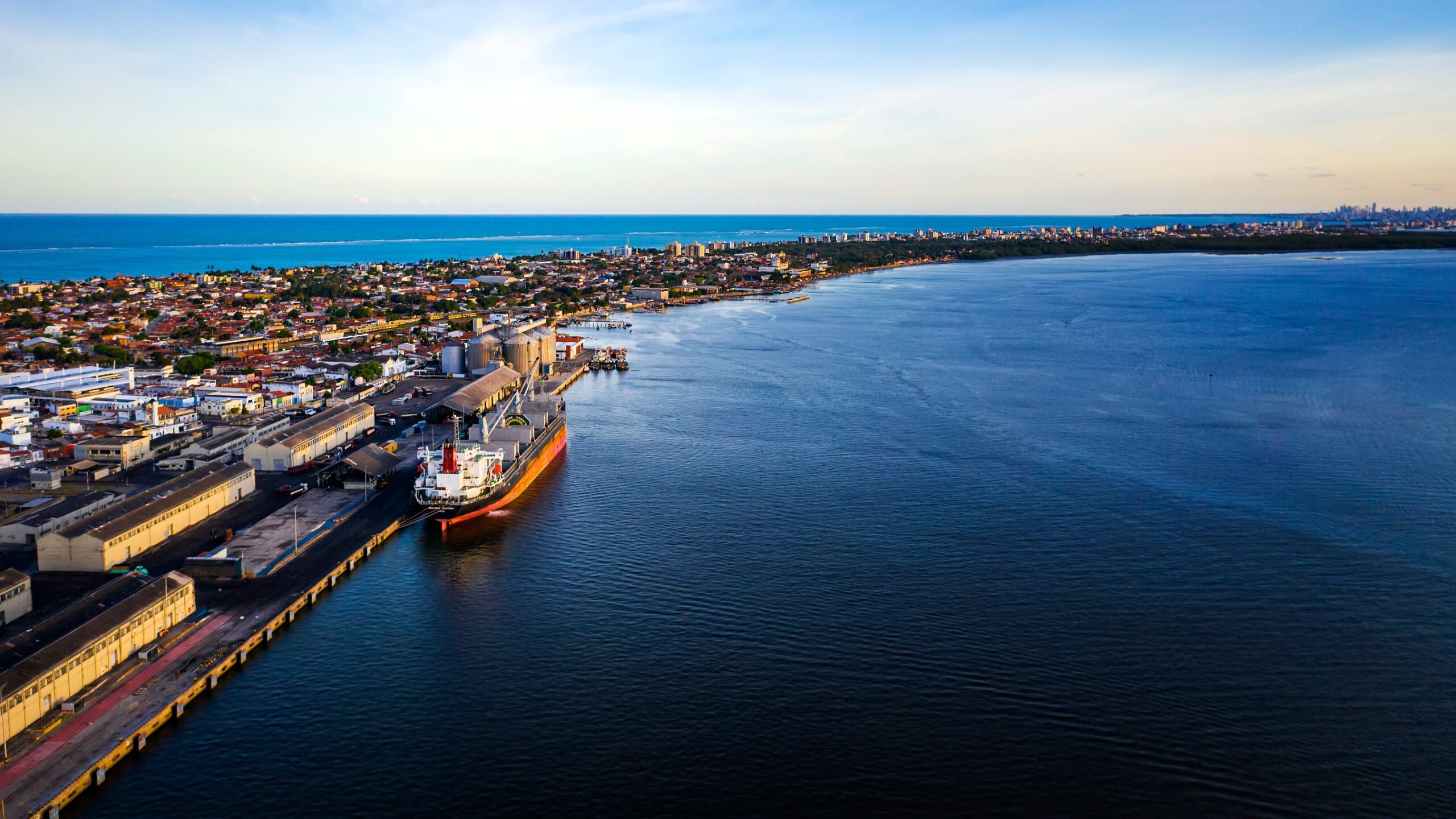 Ship Parked in a Harbor