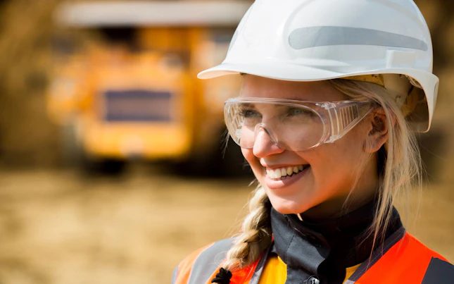 Smiling Mine Worker in Open Pit