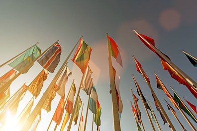main feature flags with lens flare