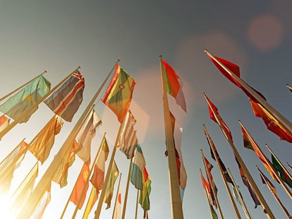 main feature flags with lens flare