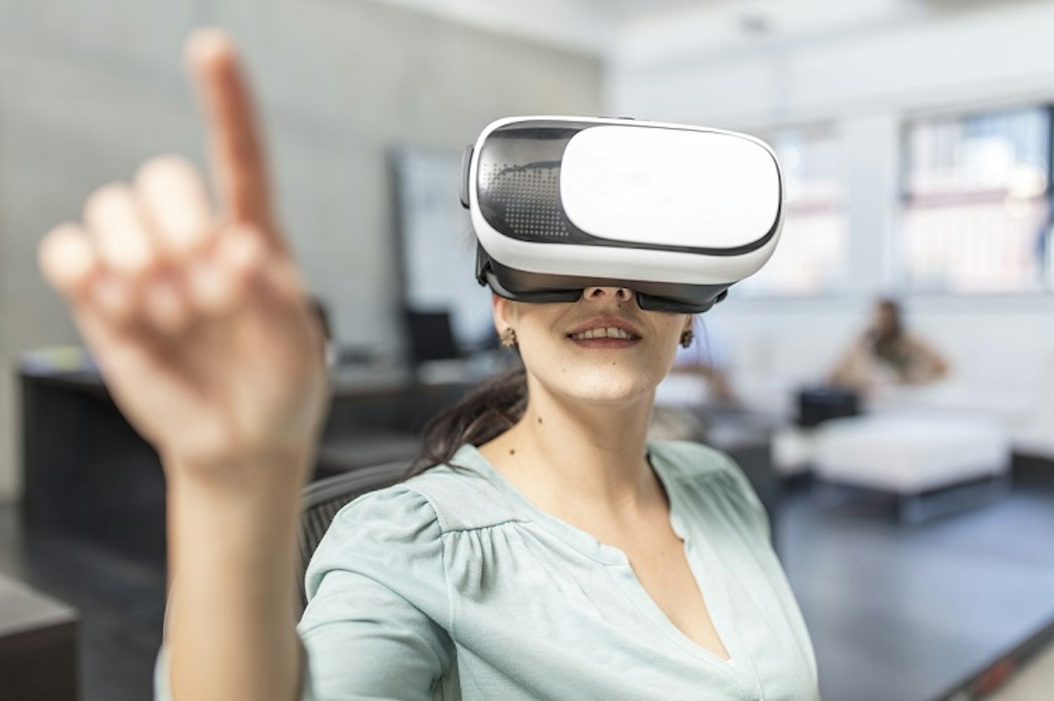 Woman using VR Machine