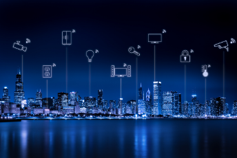 Blue Digital City Skyline