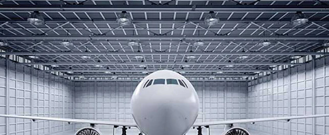 main feature aircraft in hangar