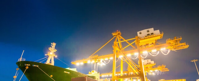 main feature cargo ship at port dusk