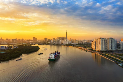 main feature Cargo Ship Entering the River