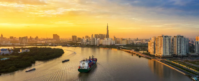 main feature Cargo Ship Entering the River