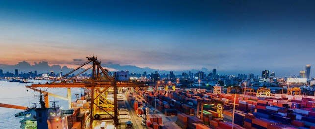 main feature cargo ship in harbor