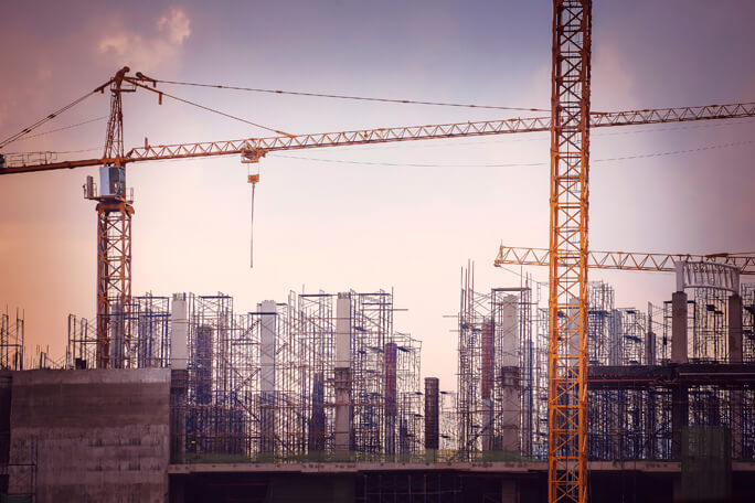 main feature construction site with cranes