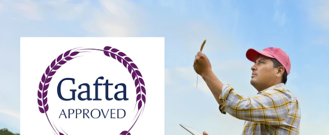 Main Feature Man at a Wheat Field with Gafta Logo