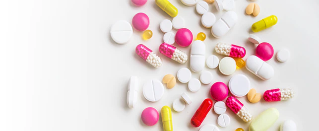 main feature pile of medicinal tablets and capsules 684px