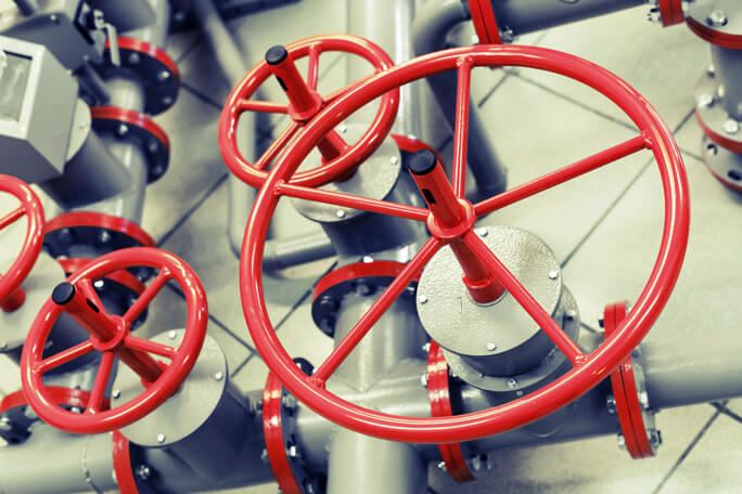 main feature red industrial valves