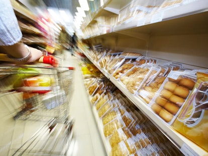 main feature supermarket blurred aisle