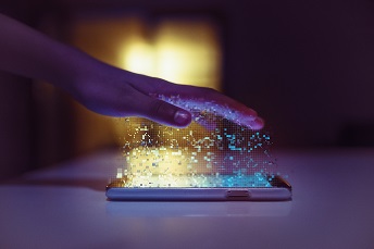 orig hand pixellized above smart phone screen