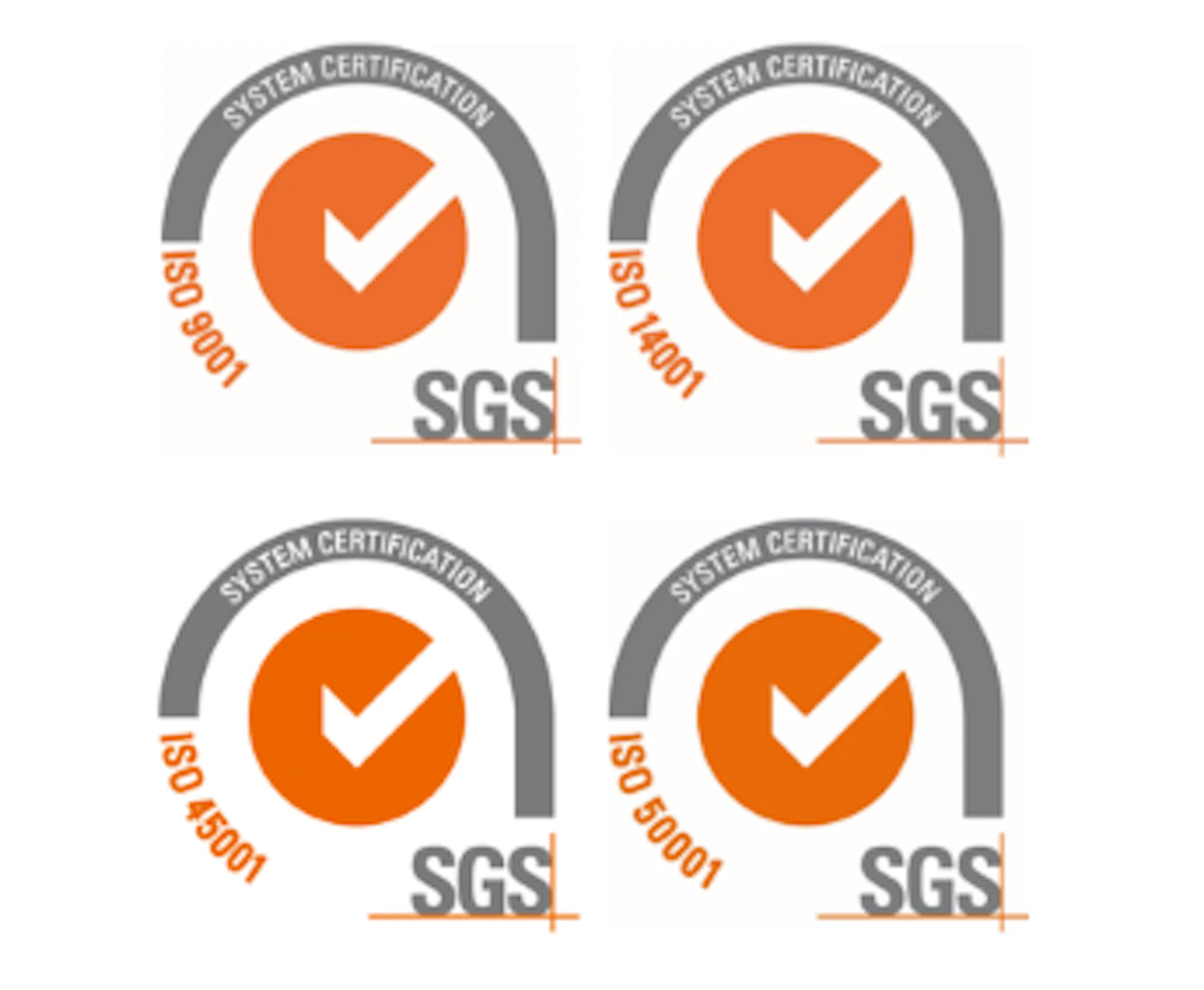 SGS ISO 9001 ISO 14001 ISO 45001 ISO 50001 Marks