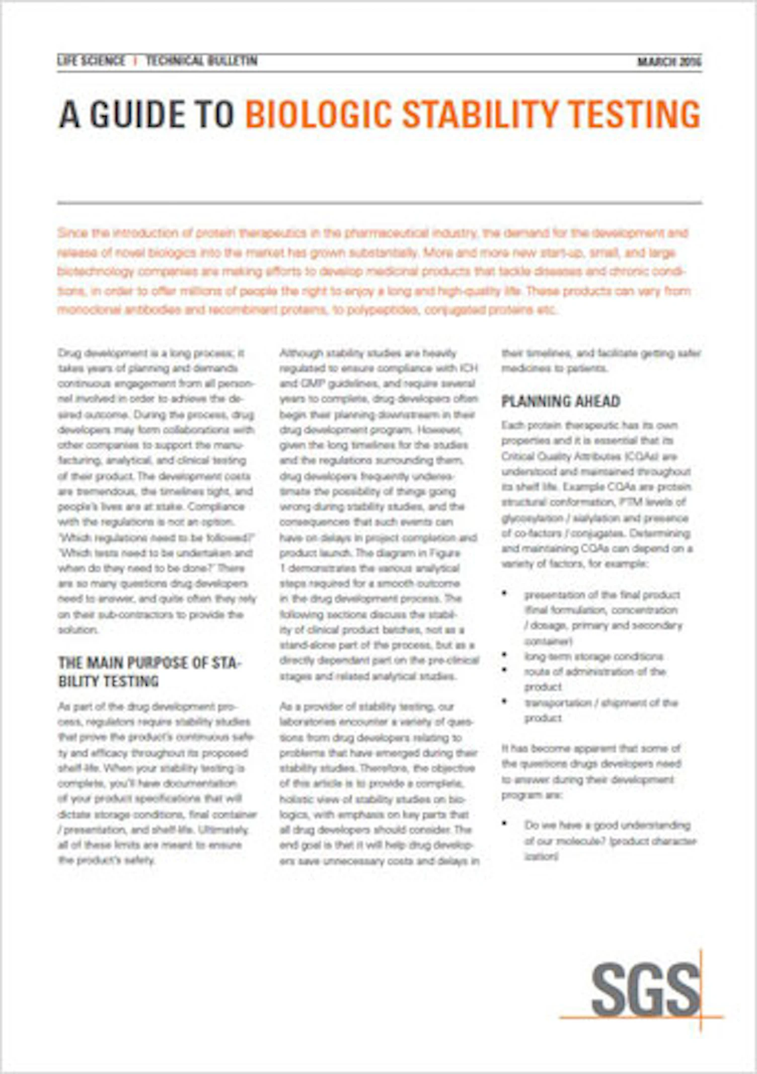 Biologic Stability Testing