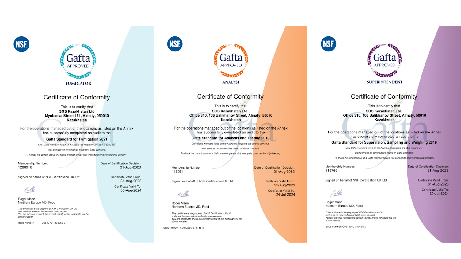 SGS Gafta Certificates