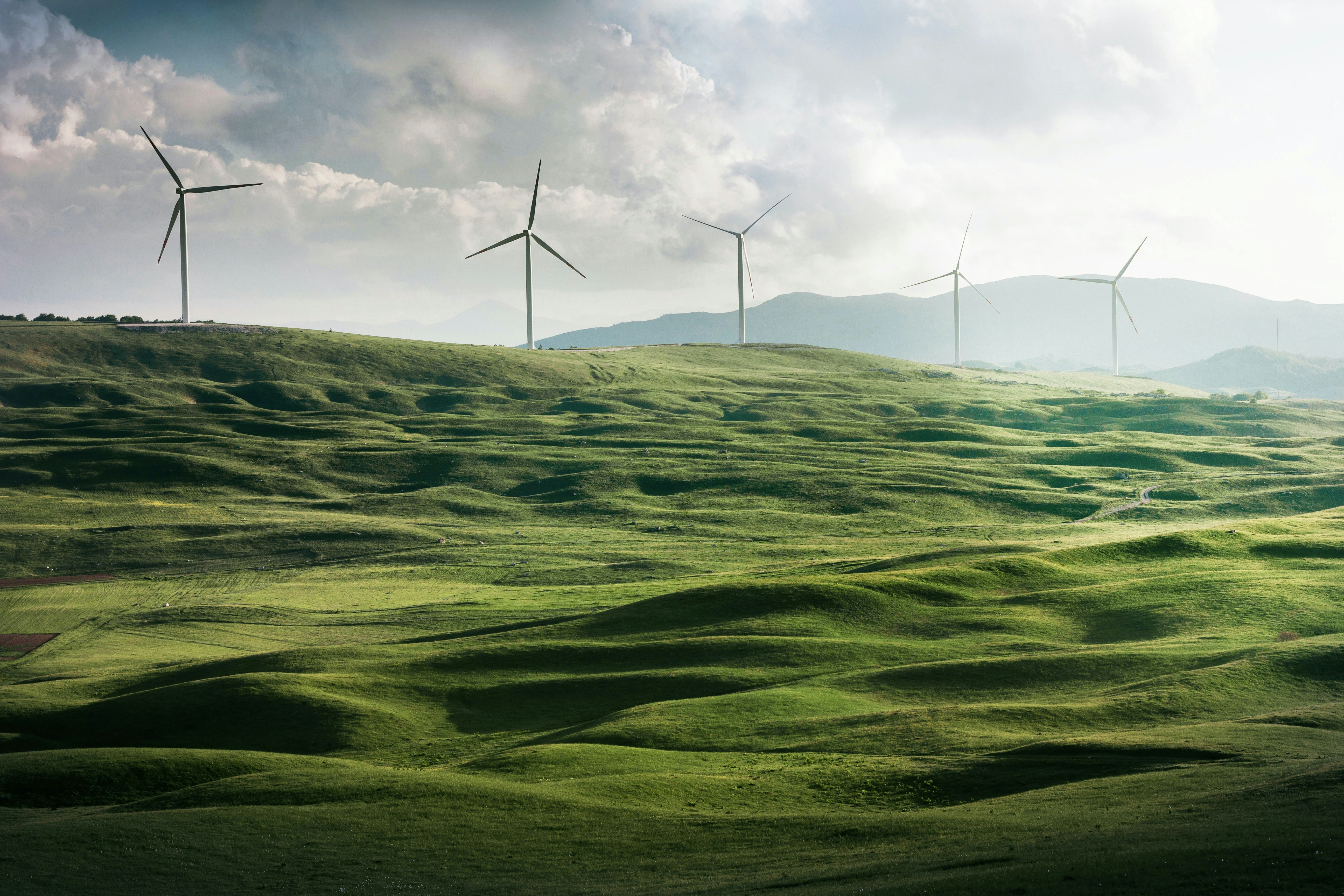 Wind turbines on top of mountain