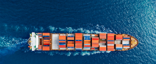 Aerial view of Container Ship at Sea 1600px