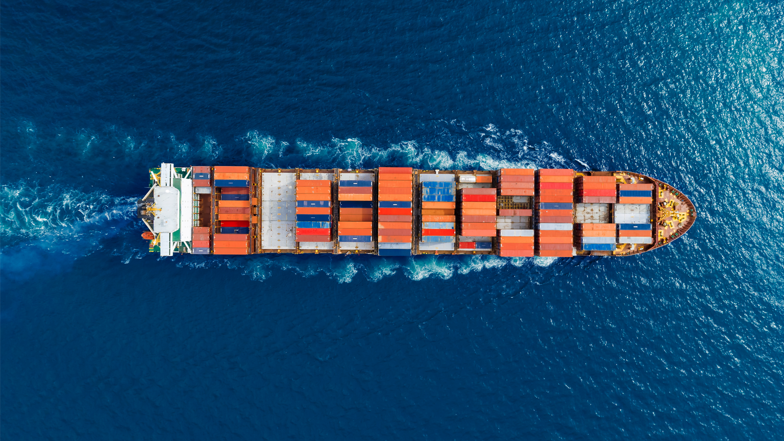 Aerial view of Container Ship at Sea 1600px