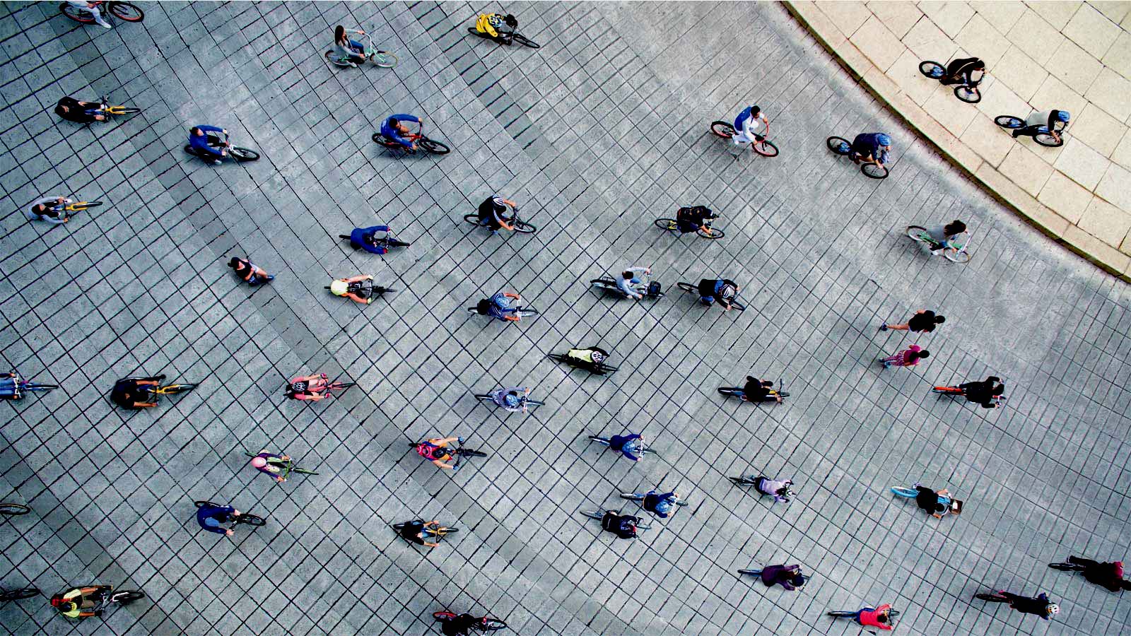 Aerial View of People Riding their Bikes