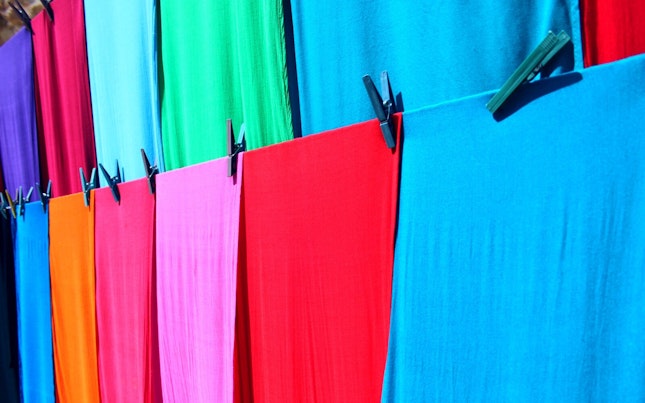 Assorted Colourful Linen Drying after Dye