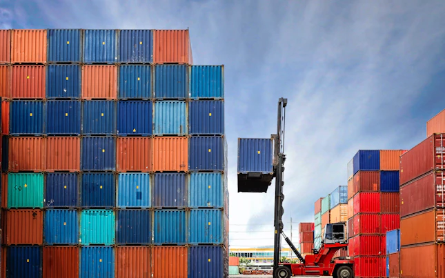 Crane Lifting Up Container