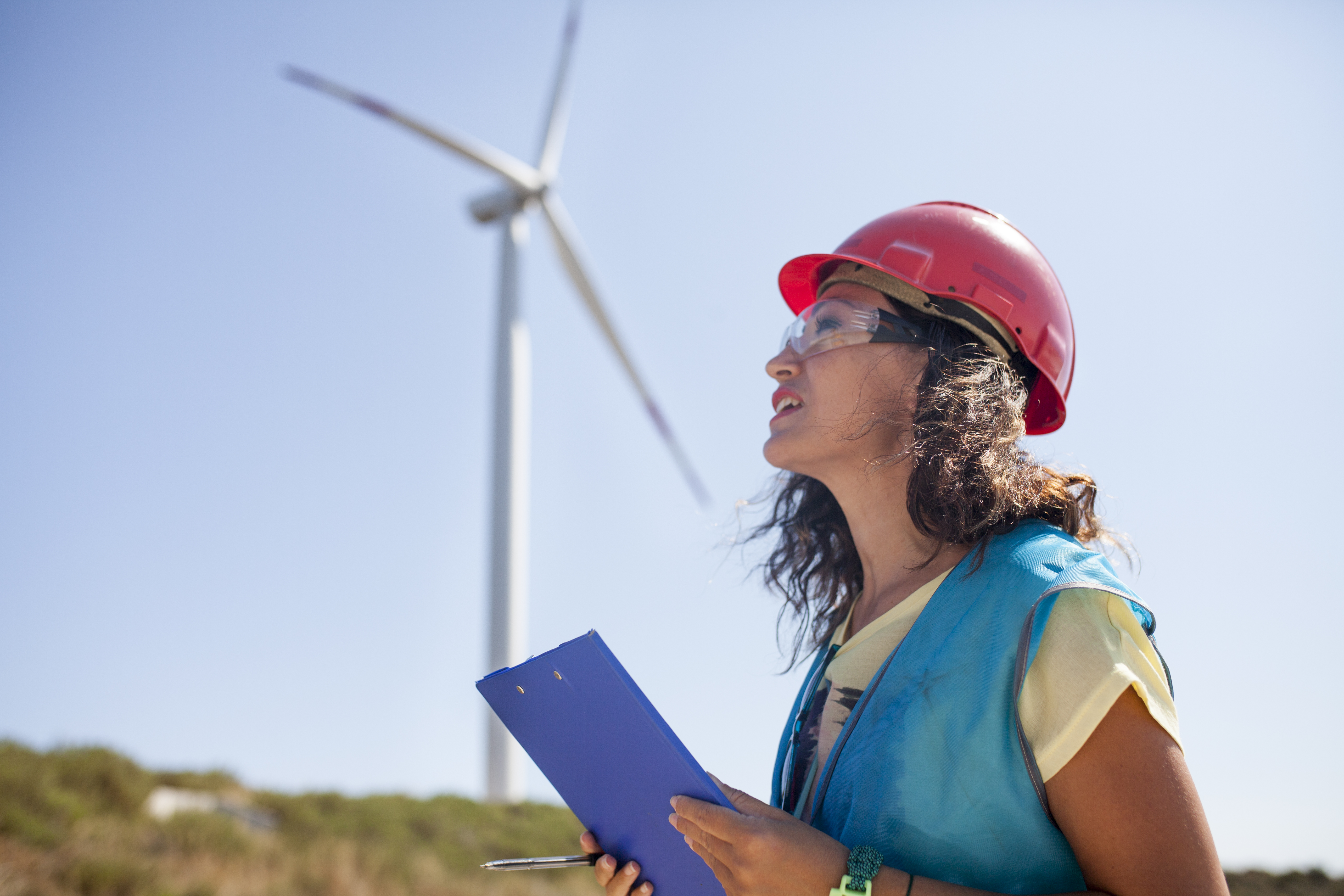 Engineer Working at Wind Farm