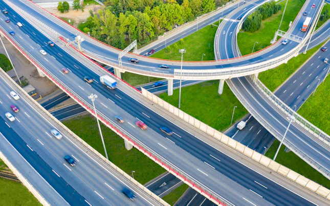 Freeway Highways Traffic Traffic on bridges Road junction Road network Multilevel road Motorway Trav