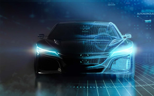 Vista frontal del concepto de automóvil