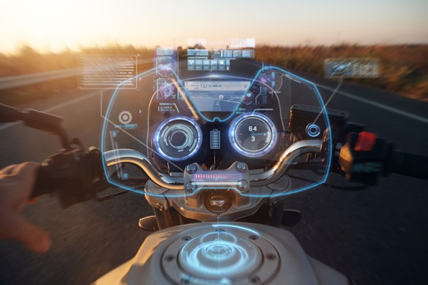 Futuristisches Motorrad-Cockpit und Touchscreen