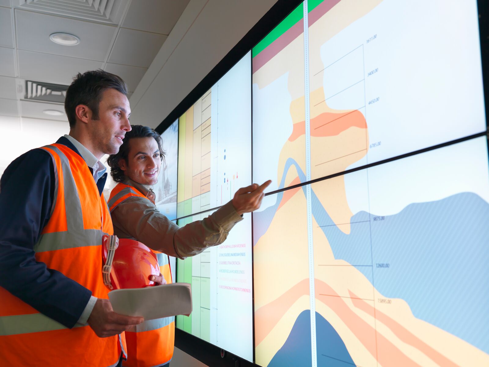 Geologists Checking Data on a Screen