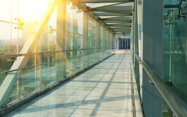 Glass Corridor in a Modern Building 