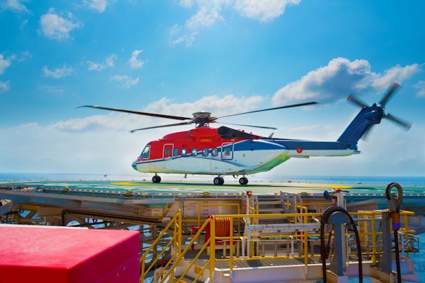 Helicopter Landing on Offshore Oil Rig
