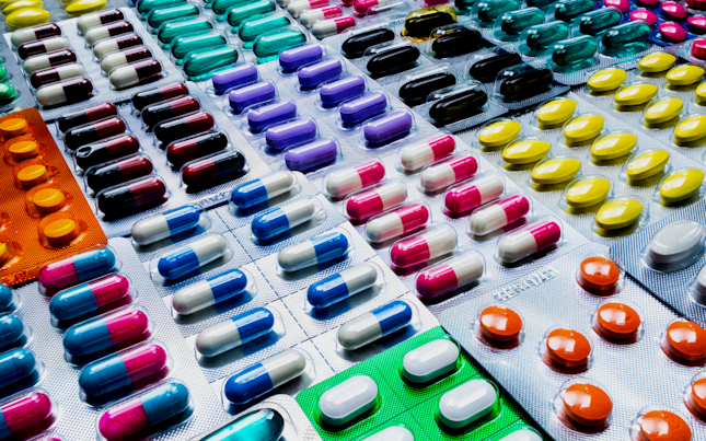 Colorful medicine packs