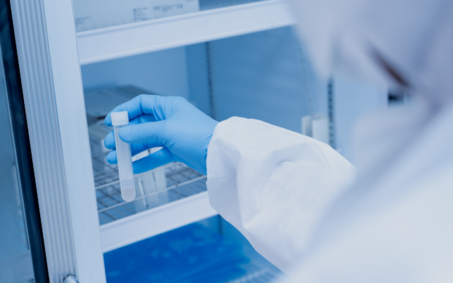 Getting test bottle from freezer