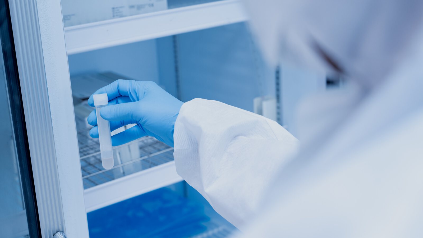 Getting test bottle from freezer 