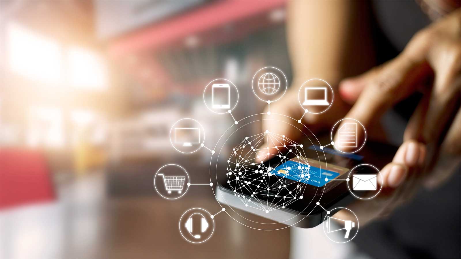 Mobile phone with app hologram