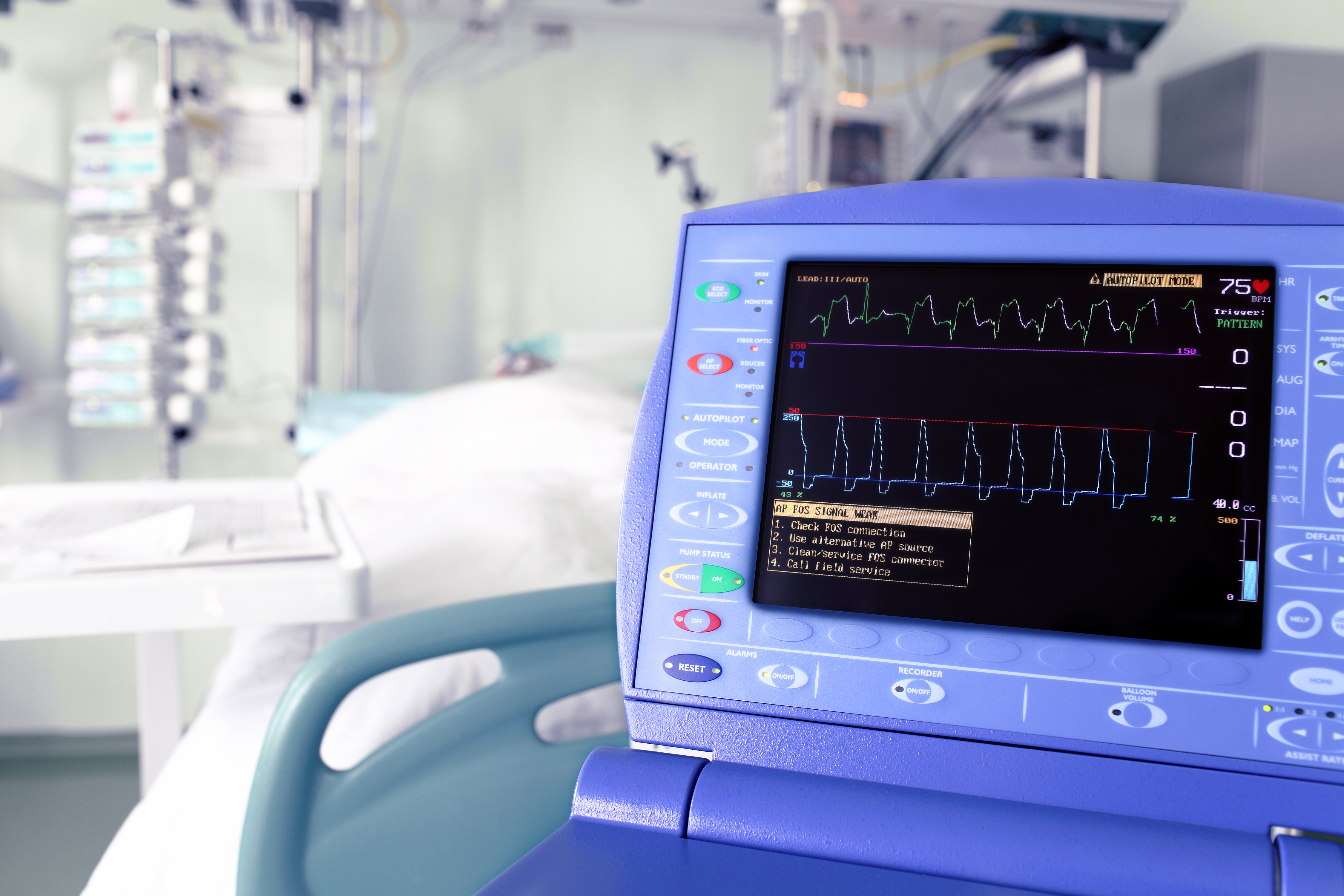 Monitor intra-aortic counterpulsation device against the ICU