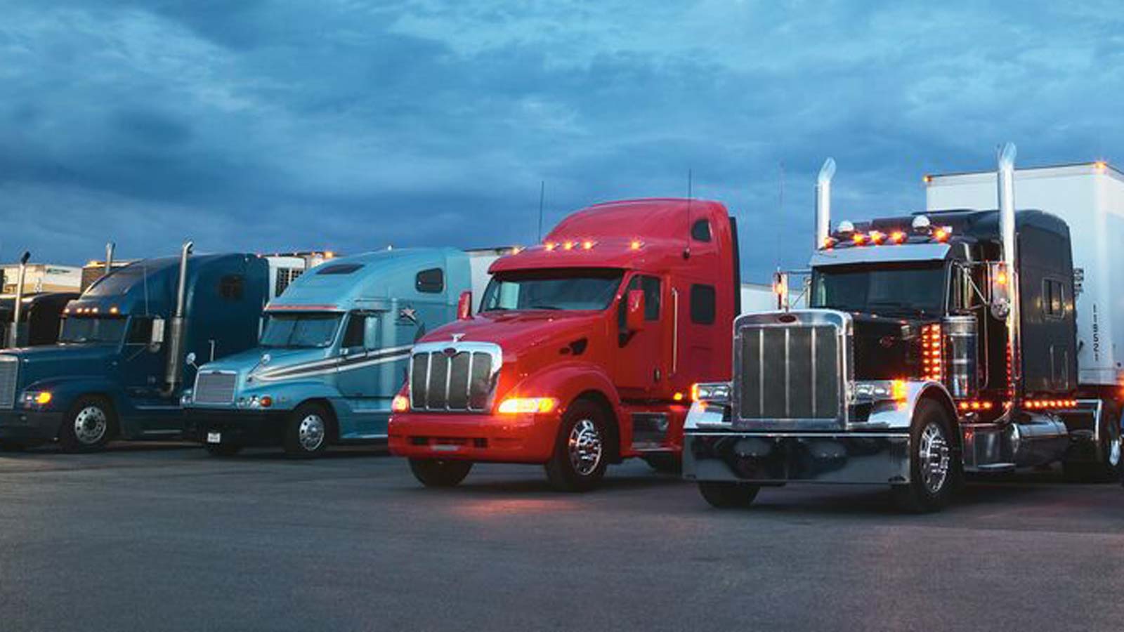 Parked big wheeler trucks