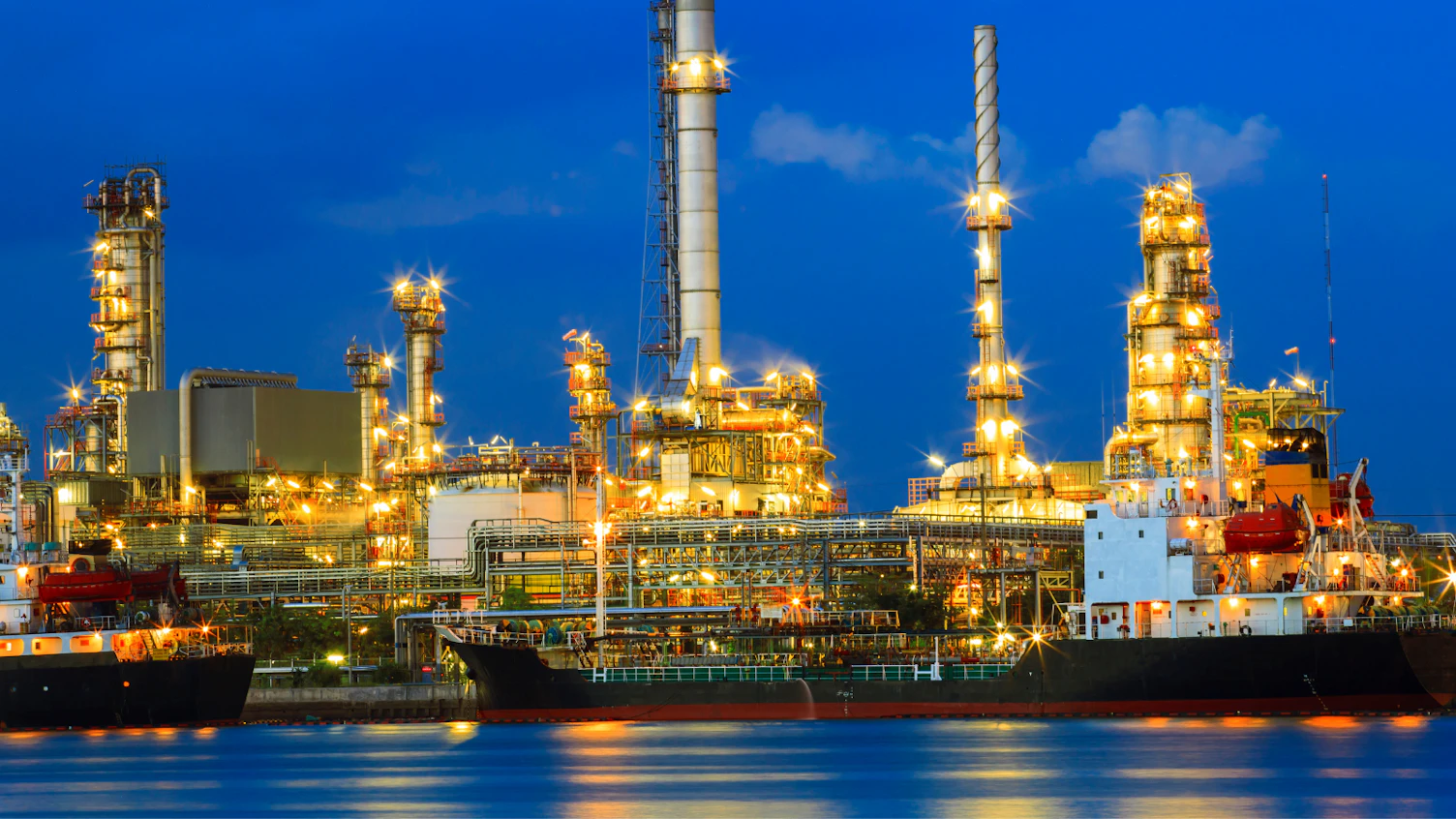 Petrochemical Refinery Plant next to a River 