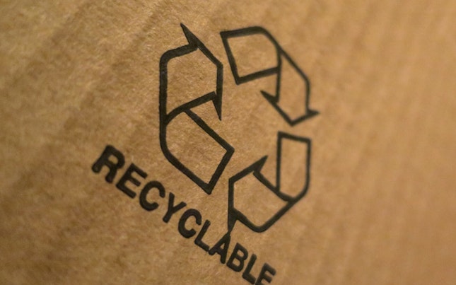 Recyclable Icon on Cardboard Box