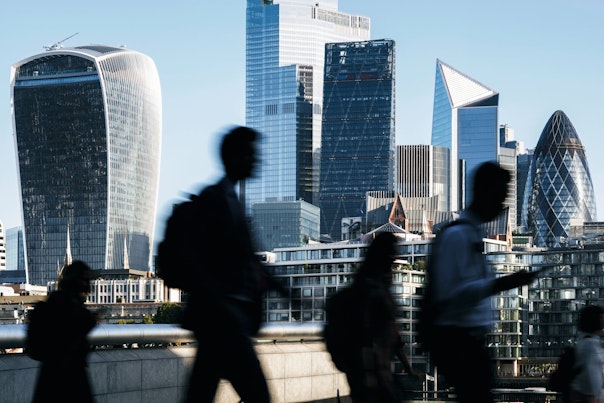 Silhouette of People Commuting to Work