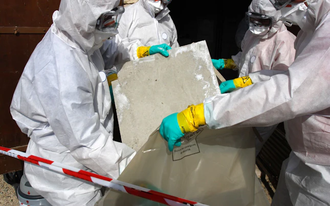 Staff Removing Some Asbestos in a Post of Transformer