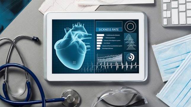 Tablet showing heart test result