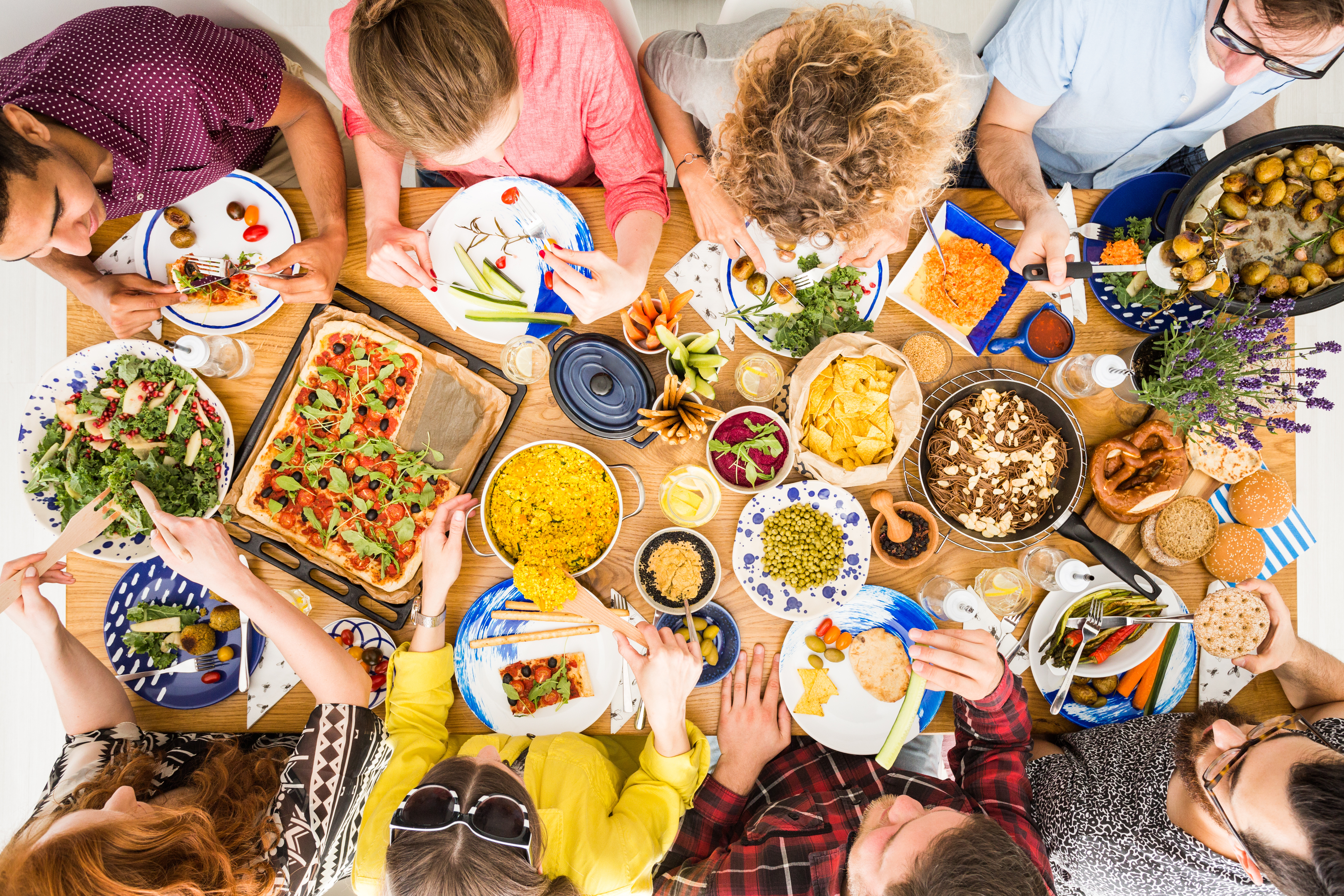 Top View of Friends Having Lunch Together
